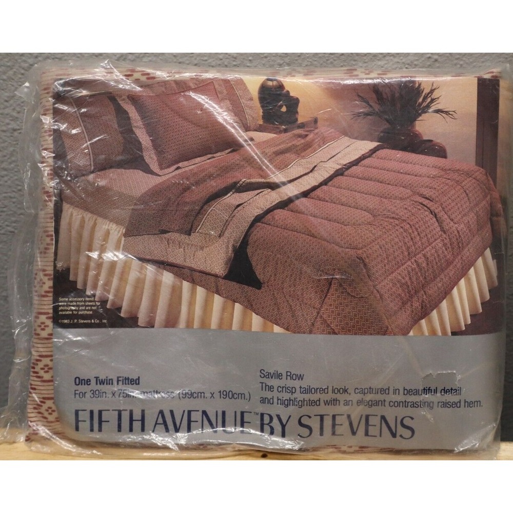 Vintage Stevens Savile Row Fifth Avenue One Twin Fitted Sheet No-Iron Percale